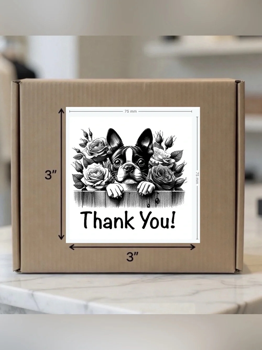 Boston Terrier Floral Set of 3”x3”-100ct. New